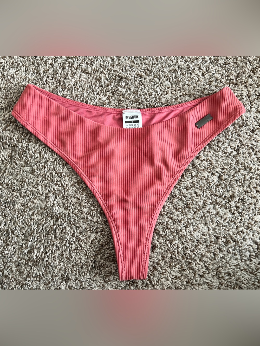 Gymshark Pink Ribbed Bikini Set Size Small - Picture 3 of 8
